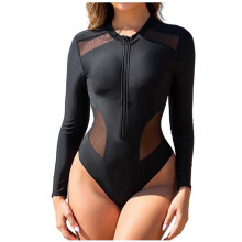 Damesbadpak, effen kleur, conservatief model, casual en losvallend bikinibadpak uit één stuk, comfortabel voor op vakantie.