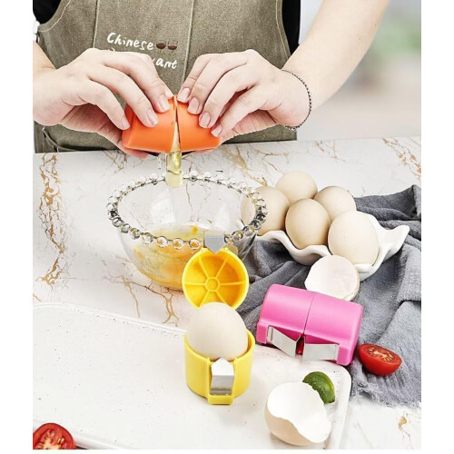 2 Pack Egg Shell Opener for Hard Boiled Eggs, Stainless Steel Egg Cracker Tool, Pink and Orange 1