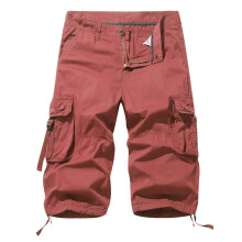 QLEICOM Men's Cargo Shorts, Quick-Dry, Relaxed Fit, Elastic Waist, Pockets, for Hiking/Golf/Fishing – Red, 3XL (US 16)