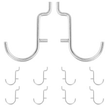 OFFIGAM 10pcs Stainless Steel U-shaped Modern Garage Pegboard Hooks Silver