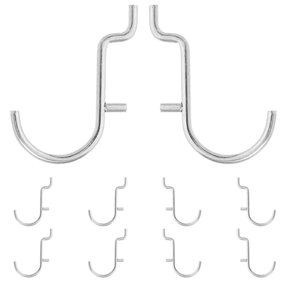 Offigam 10Pcs Stainless Steel U-Shaped Modern Garage Pegboard Hooks Silver 9496895948168