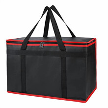 Sac isotherme pour la livraison de repas, très grand sac réutilisable pour les courses, sac isotherme de pique-nique avec fermeture éclair, noir