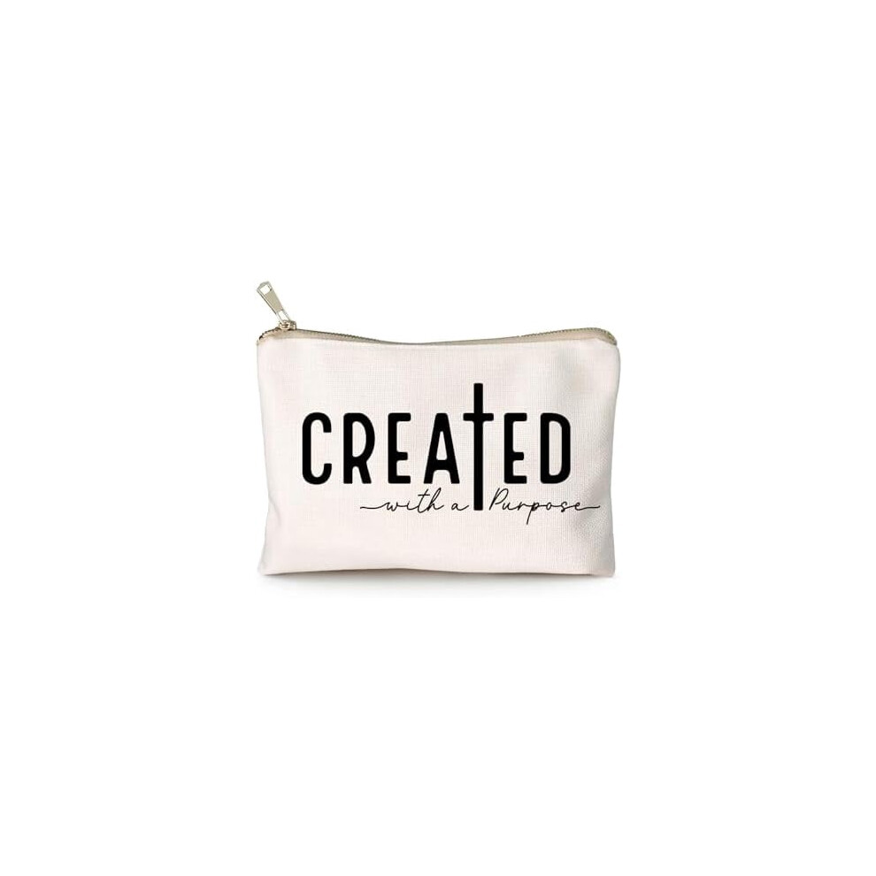 Christian Women's Makeup Bag â Self-Love Gift, Religious Faith Toiletry Pouch, Linen Cotton Cosmetic Bag, Inspirational Multi-Purpose Bag