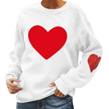 Dames sweatshirt met ronde hals en Valentijnsdagprint, lange mouwen, casual pullover – zachte, comfortabele loungewear, ideaal voor dagelijks