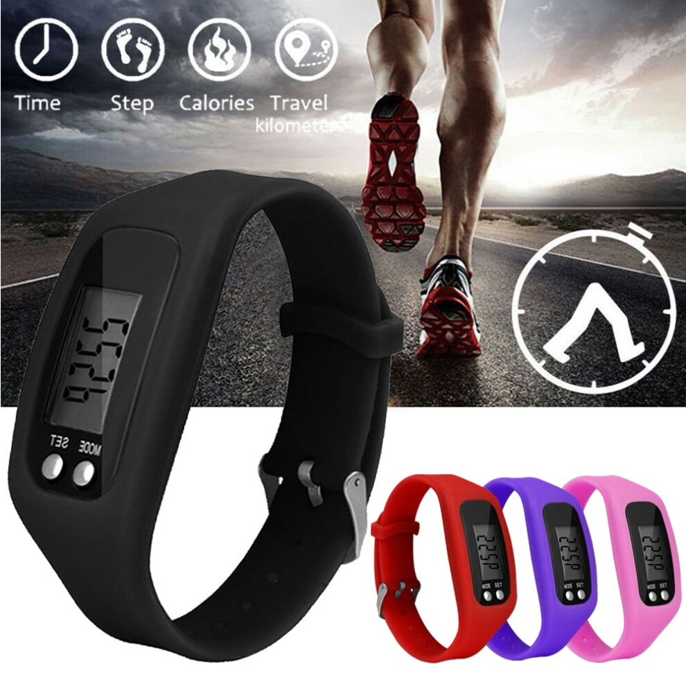 Running Silicone Pedometer Calorie Step Counter Digital Watch Bracelet