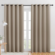 Blackout Draperies for Kids Room, Taupe, 70x84 in, Set of 2, Thermal Insulated Grommet Panels – Compatible with Standard Rods