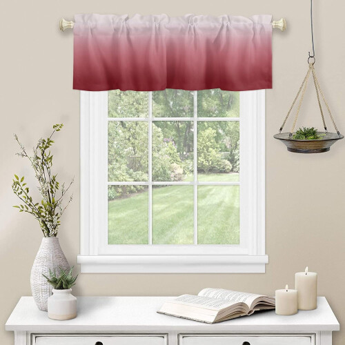 Γκρι & Λευκό Ombre Valance, Επεξεργασία παραθύρου με τσέπες ράβδου για κουζίνα, σαλόνι, 2