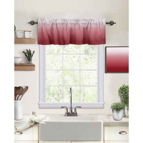 Γκρι & Λευκό Ombre Valance, Επεξεργασία παραθύρου με τσέπες ράβδου για κουζίνα, σαλόνι, 1