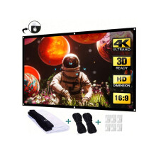 Pantalla de proyector plegable portátil de 100" 16:9 antiarrugas: ligera, sin arrugas para interiores/exteriores, cine en casa, aula, reuniones,