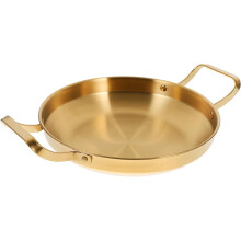 Korean Army Pot Pasta Cooking Pot, Stainless Steel Noodle & Sauce Pan, Compatible with Stove, Grill, Paella – Gold Vintage Design