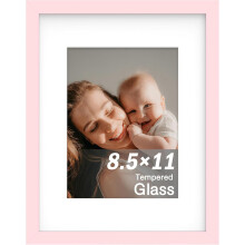 Cadre photo 8,5 x 11 pouces (21,6 x 27,9 cm), cadre en bois avec verre trempé HD, pour affichage mural ou sur table, blanc, 1 pièce