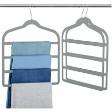 Cintre en velours pour pantalons – Gain de place, antidérapant, pour jeans, shorts, pantalons, foulards et cravates (gris, lot de 3)