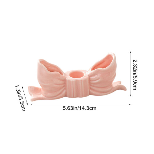 Ceramic Bow Candle Holder for 0.59" Candles – Decorative Table Centerpiece for Valentine's Day, Wedding & Party (Compatible with 0.59" candles) 2