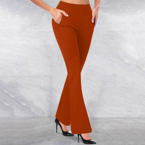Damenmode, lässig-elegant, einfarbige Strickhose mit schmalem Schlag