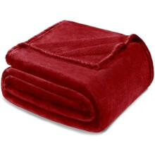 Fleece Blanket Queen Size for Bed, Super Soft and Warm, All Season Use, Cozy, Plush, Lightweight, 90x90 Inches, Deep Red