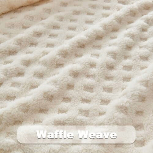 Flannel Fleece Throw Blanket King Size Ivory 1