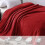 Fleece Blanket Queen Size 228x228 cm Deep Red 3
