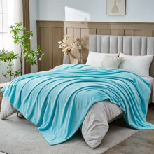 Super Soft Queen Blanket Turquoise Premium Silky Flannel Fleece Leaves Pattern Lightweight Bed Blanket All Season Use (Turquoise, Queen(90"x90"))