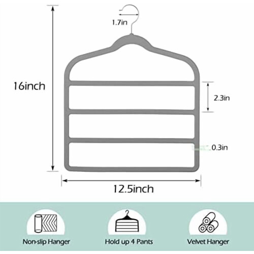 Velvet Pants Hanger 4-Tier – Non-Slip, Space-Saving, 5 1