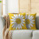 Fodere per cuscini con margherite, 45x45 cm, set da 2, giallo e bianco 2