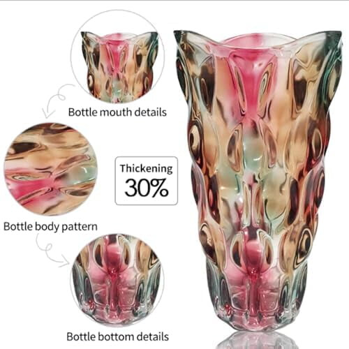 Bohemisk glasvas 24 cm – skimrande lila glitter 2