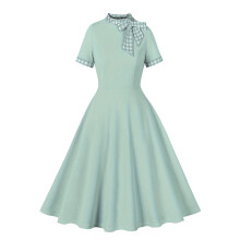 1950-tals vintage damklänning rosettknut Audrey Hepburn-stil festklänningar