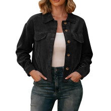 Kukoosong Casual bomberjack voor dames, lichtgewicht kort varsity-jack, modieuze effen kleur, reverskraag, knoopsluiting, windjack met zakken