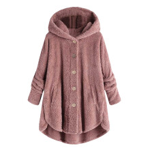 Dames winter fleece hoodie, zachte polar fleece sweater, pluche top in grote maten, roze, maten 2–5XL