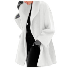 Dames 2025 Winter wollen trenchcoat, warme effen slanke middellange overjas, B-wit, 3XL – Geschikt voor herfst/winter bovenkleding