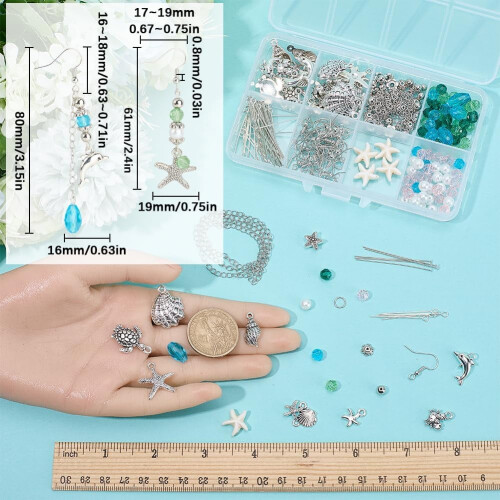 Κιτ κατασκευής σκουλαρικιών θαλάσσης DIY: 10 ζευγάρια χάντρες με σχήμα χελώνας, 2