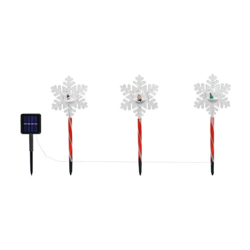 Conjunto de 3 luzes de Natal solares – Estrela, Árvore e Floco de Neve 1