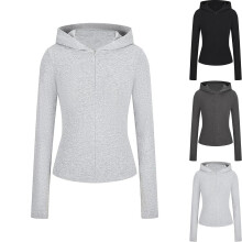 Dámská zkrácená bavlněná žebrovaná mikina na zip - stylový a pohodlný kousek oblečení