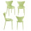(4x Green Stacking Chairs) Modern Style Retro Dining Garden Stackable Chairs 2
