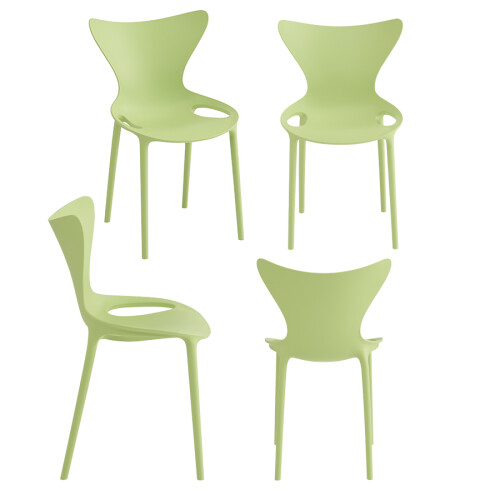 (4x Green Stacking Chairs) Modern Style Retro Dining Garden Stackable Chairs 1