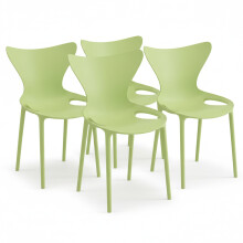 (4x Green Stacking Chairs) Modern Style Retro Dining Garden Stackable Chairs
