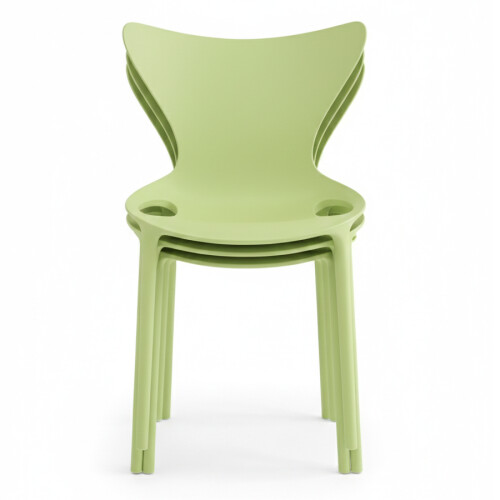 (4x Green Stacking Chairs) Modern Style Retro Dining Garden Stackable Chairs 2