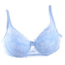 Sexy dame-BH med bøyle og polstring, broderi og blonder, 32-40B, BH med push-up, lyseblå, 32B