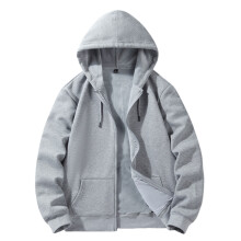 Sudadera con capucha de forro polar con cremallera y color liso para hombre de lulshou, cómoda, forrada de felpa, con bolsillos delanteros, estilo