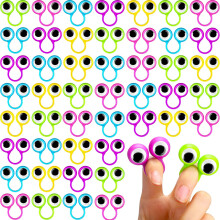 64 marionetas de dedo con ojos saltones en anillos – Juguetes de ojos móviles para niños, premios para el aula y recuerdos de fiesta, 5 colores