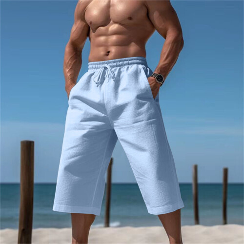 Ανδρικό παντελόνι Capri Loose Casual για καλοκαιρινά σορτς παραλίας, κοντό παντελόνι 1