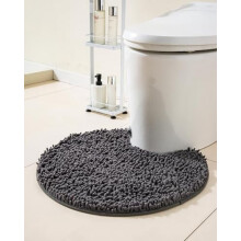 Tapis de toilette en chenille en forme de U, 61 cm (24 pouces), gris foncé