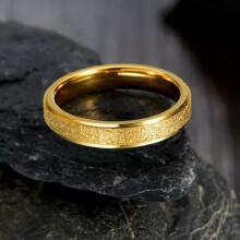 4mm Rose Gold or Silver Frosted Stainless Steel Wedding Ring
