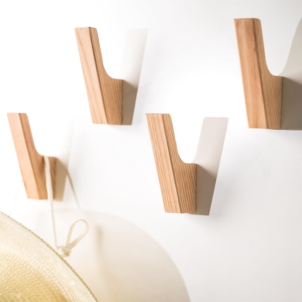4-Pack Rustic Wood Wall Hooks Â Minimalist Coat, Hat & Towel Hangers, Decorative Mounted Pegs, Compatible With Entryway, Bathroom, Kitchen 9329345957550