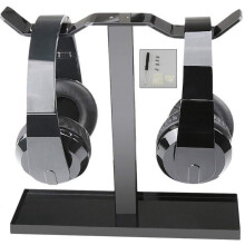 Suporte universal para fones de ouvido com 26 cm de altura, suporte de fixação dupla para fone de ouvido.