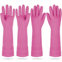 Gants de cuisine en caoutchouc réutilisables, imperméables et antidérapants Mamison2Pairs (rose, grande taille (lot de 2))