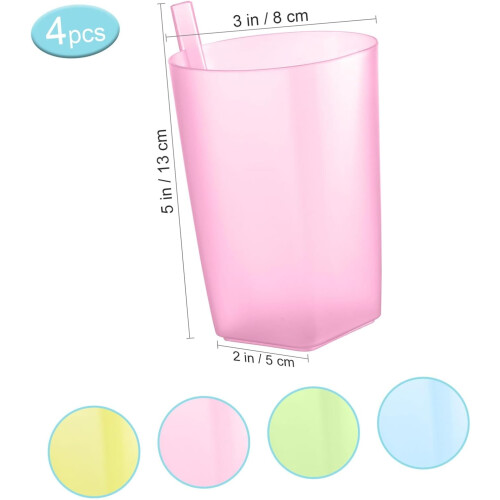 Sippy Cup 4 τεμάχια κύπελλα Sip για νήπια με ενσωματωμένο καλαμάκι, παιδικά ποτήρια 1