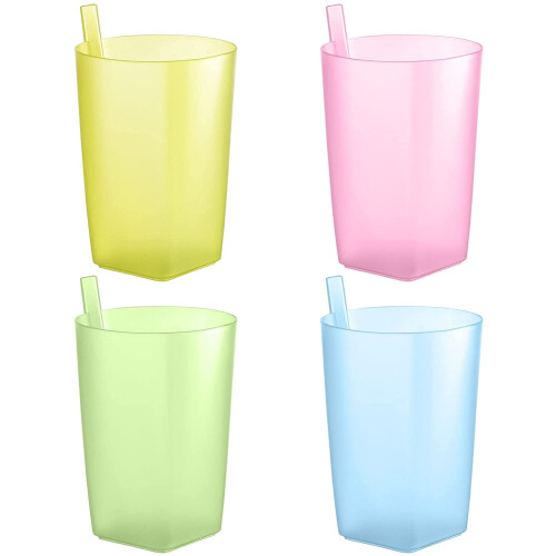 Sippy Cup 4 τεμάχια κύπελλα Sip για νήπια με ενσωματωμένο καλαμάκι, παιδικά ποτήρια