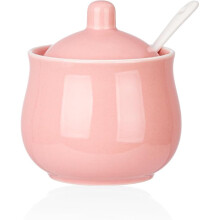 Sucrier en céramique avec couvercle et cuillère, pot à sucre, sel et poivre en porcelaine rose, 200 ml