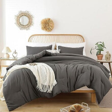 Juego de edredón gris carbón para niños y niñas, tamaño individual/individual XL, 1 edredón gris oscuro y 1 funda de almohada, edredón ligero