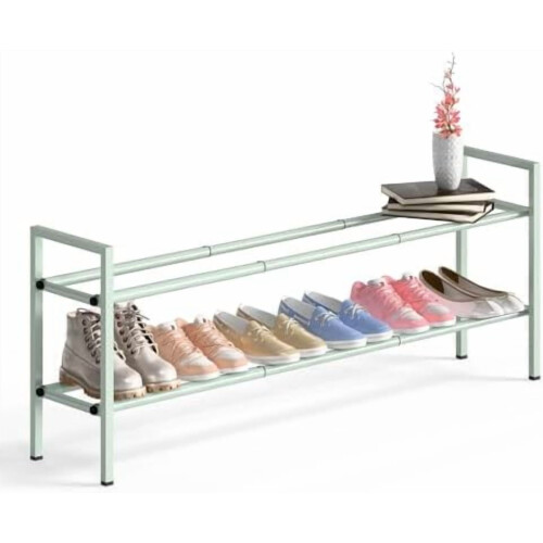 Adjustable Shoe Rack 2-Tier Metal 18-44 in